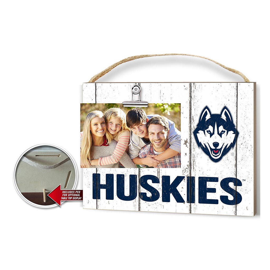 Clip It Weathered Logo Photo Frame Connecticut Huskies