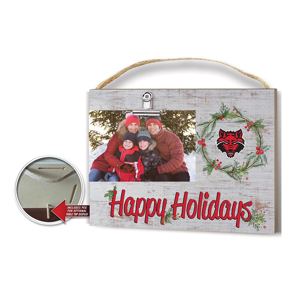 Happy Holidays Clip It Photo Frame Arkansas State Red Wolves