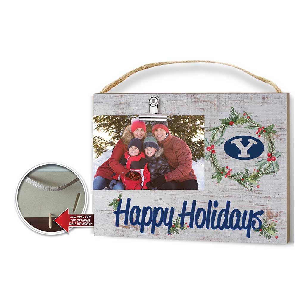Happy Holidays Clip It Photo Frame Brigham Young Cougars