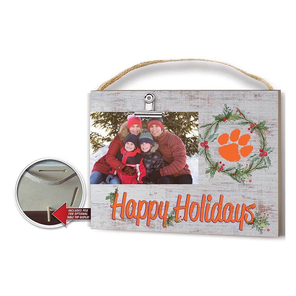 Happy Holidays Clip It Photo Frame Clemson Tigers