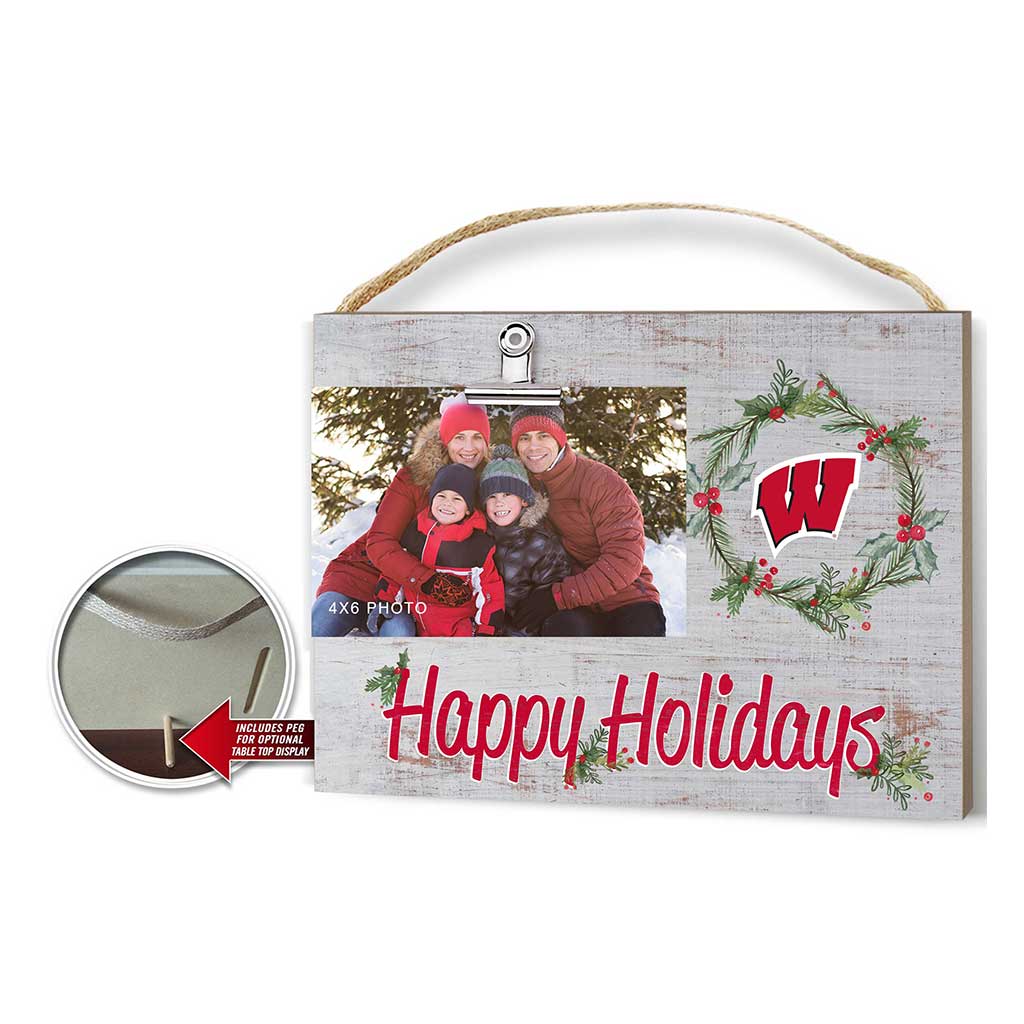 Happy Holidays Clip It Photo Frame Wisconsin Badgers