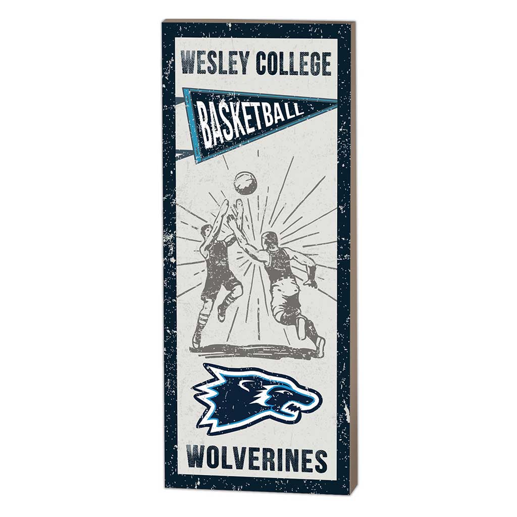 7x18 Vintage Player Wesley College Wolverines Basketball