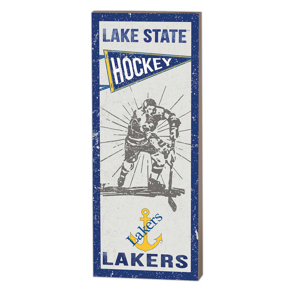 7x18 Vintage Player Lake Superior State University LAKERS Hockey