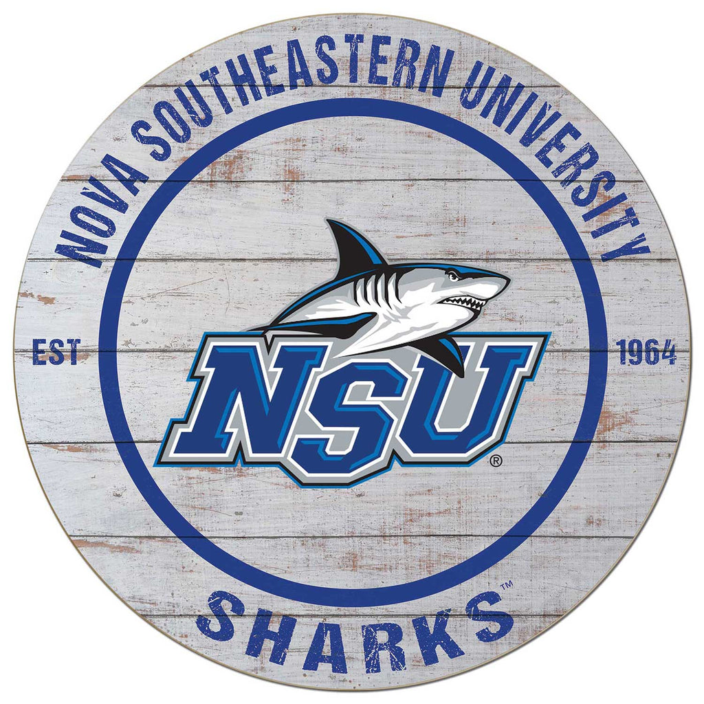20x20 Weathered Circle Nova Southeastern University Sharks
