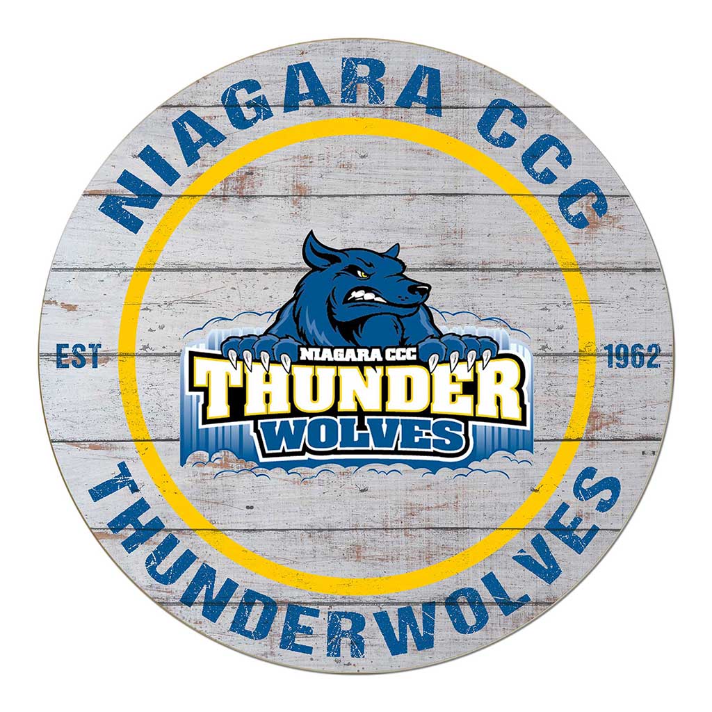 20x20 Weathered Circle Niagara County Community College Thunder Wolves
