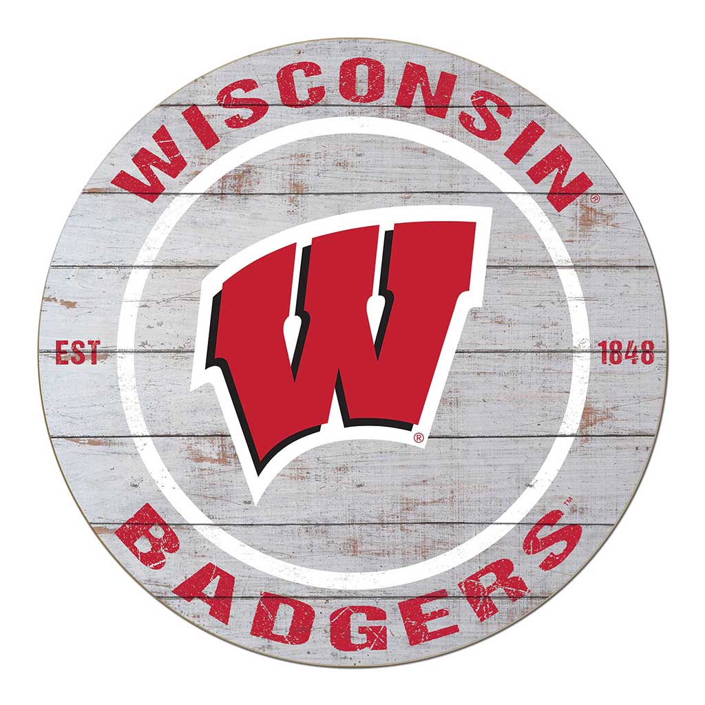 20x20 Weathered Circle Wisconsin Badgers