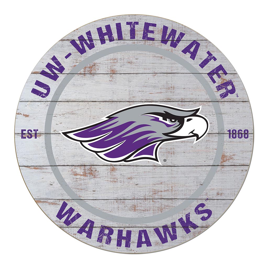 20x20 Weathered Circle University of Wisconsin Whitewater Warhawks