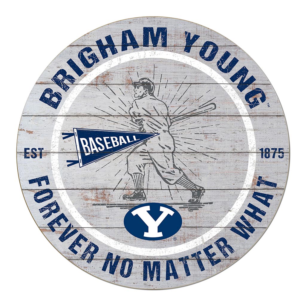 20x20 Throwback Weathered Circle Brigham Young Cougars Baseball