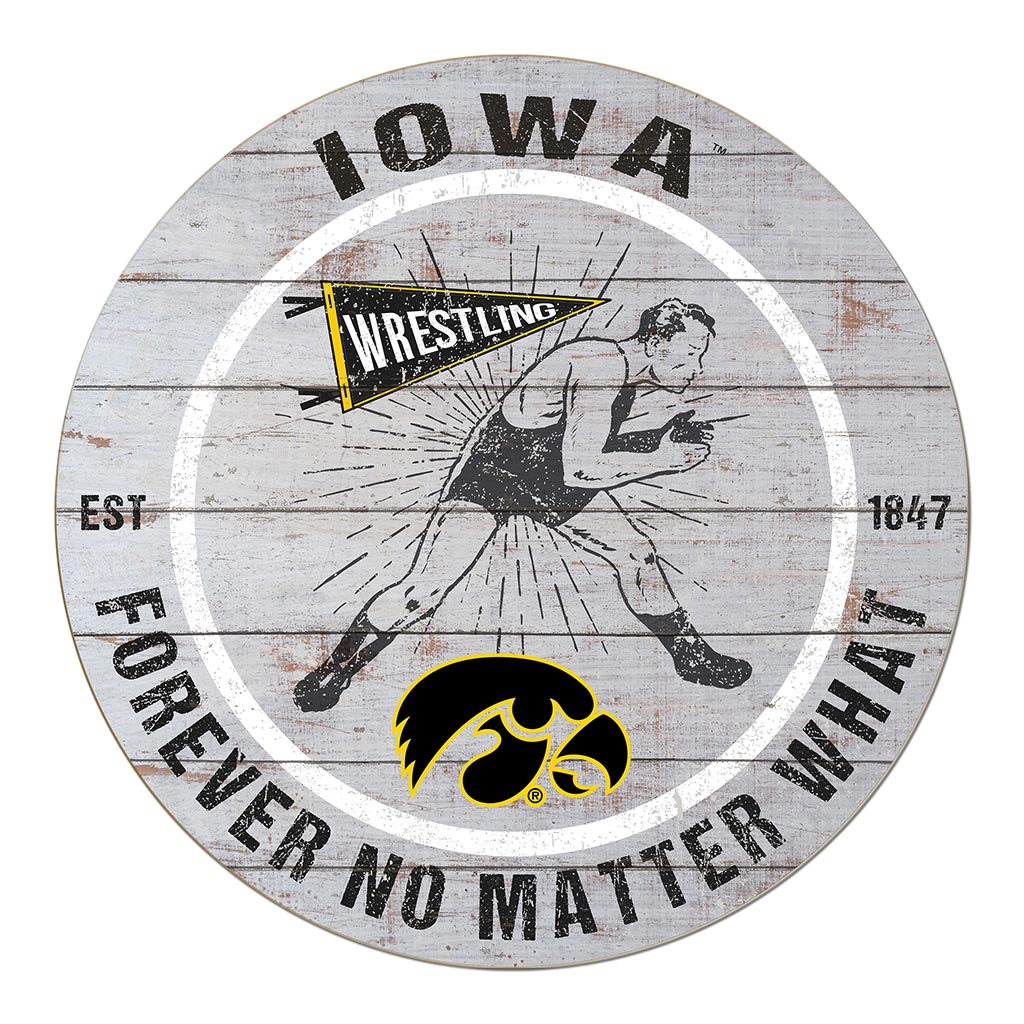 20x20 Throwback Weathered Circle Iowa Hawkeyes Wrestling