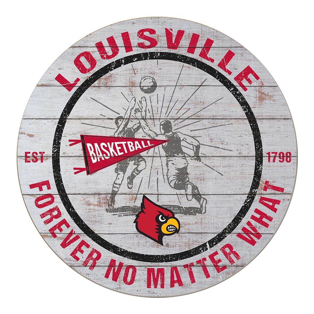 20x20 Throwback Weathered Circle Louisville Cardinals Basketball