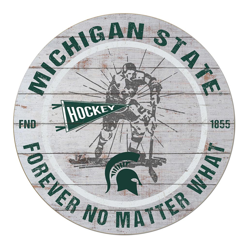 20x20 Throwback Weathered Circle Michigan State Spartans Hockey