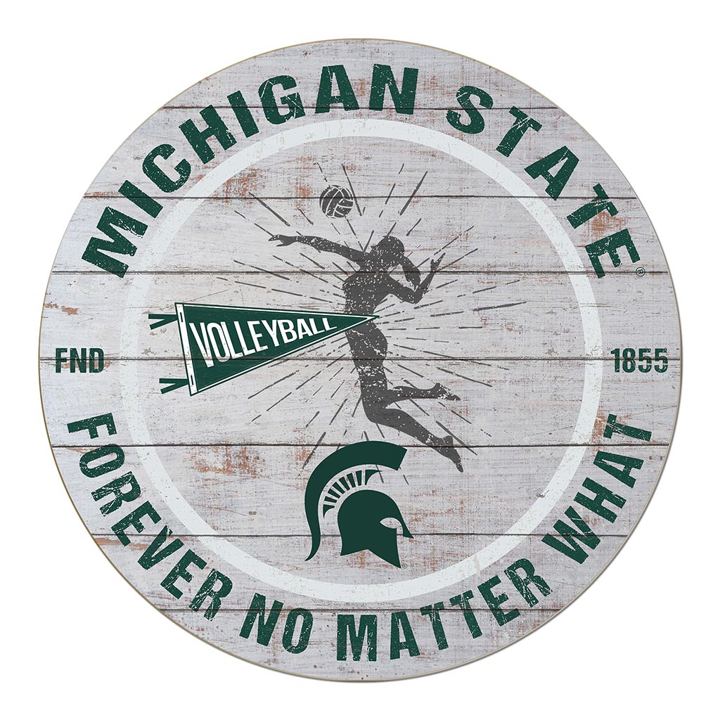 20x20 Throwback Weathered Circle Michigan State Spartans Volleyball