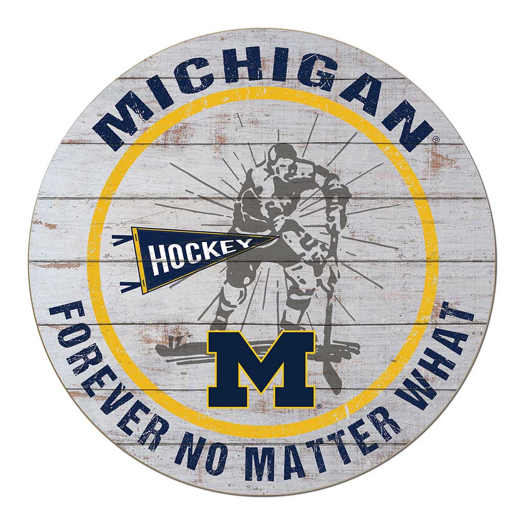 20x20 Throwback Weathered Circle Michigan Wolverines Hockey