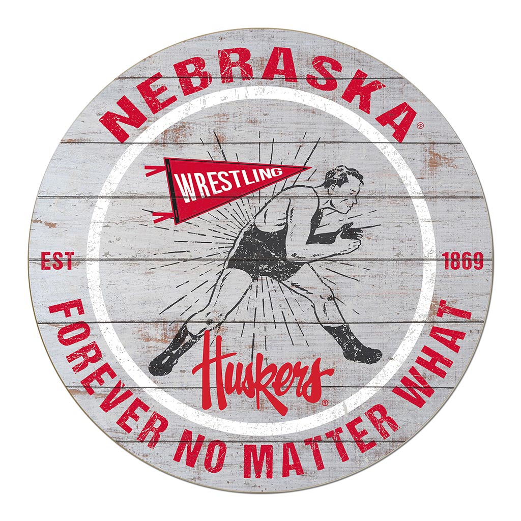 20x20 Throwback Weathered Circle Nebraska Cornhuskers Wrestling