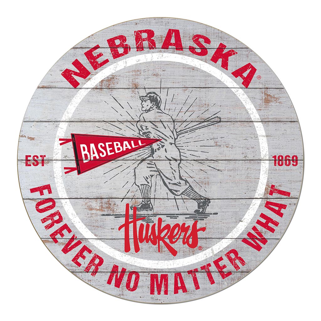 20x20 Throwback Weathered Circle Nebraska Cornhuskers Baseball
