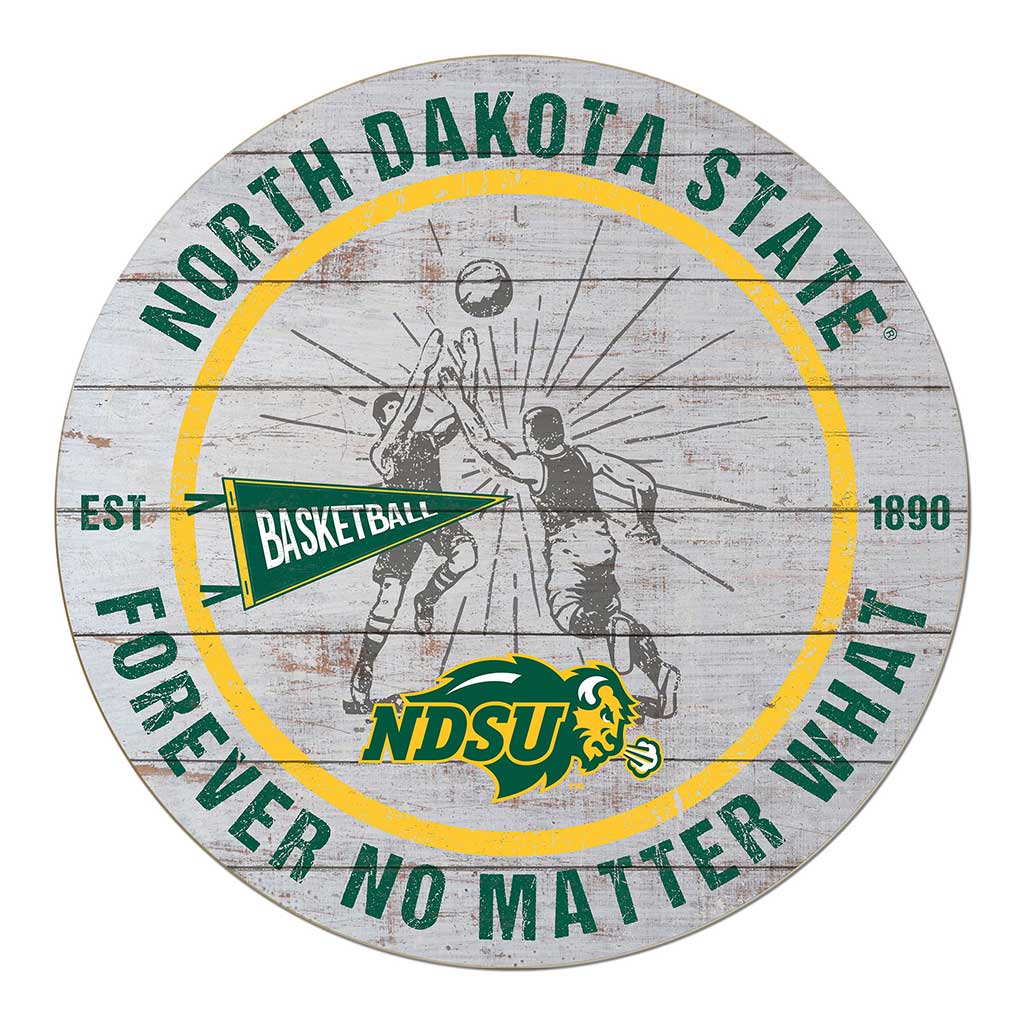 20x20 Throwback Weathered Circle North Dakota State Bison Basketball