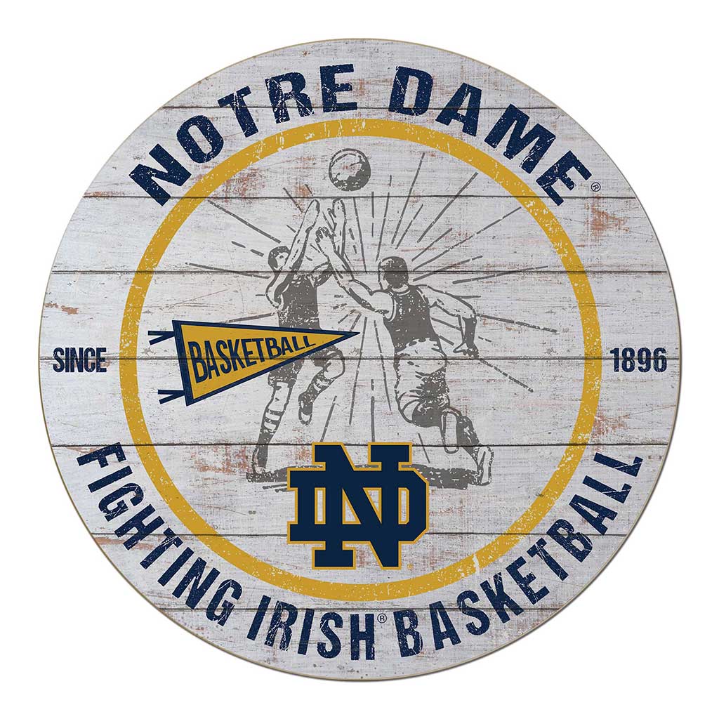 20x20 Throwback Weathered Circle Notre Dame Fighting Irish Basketball