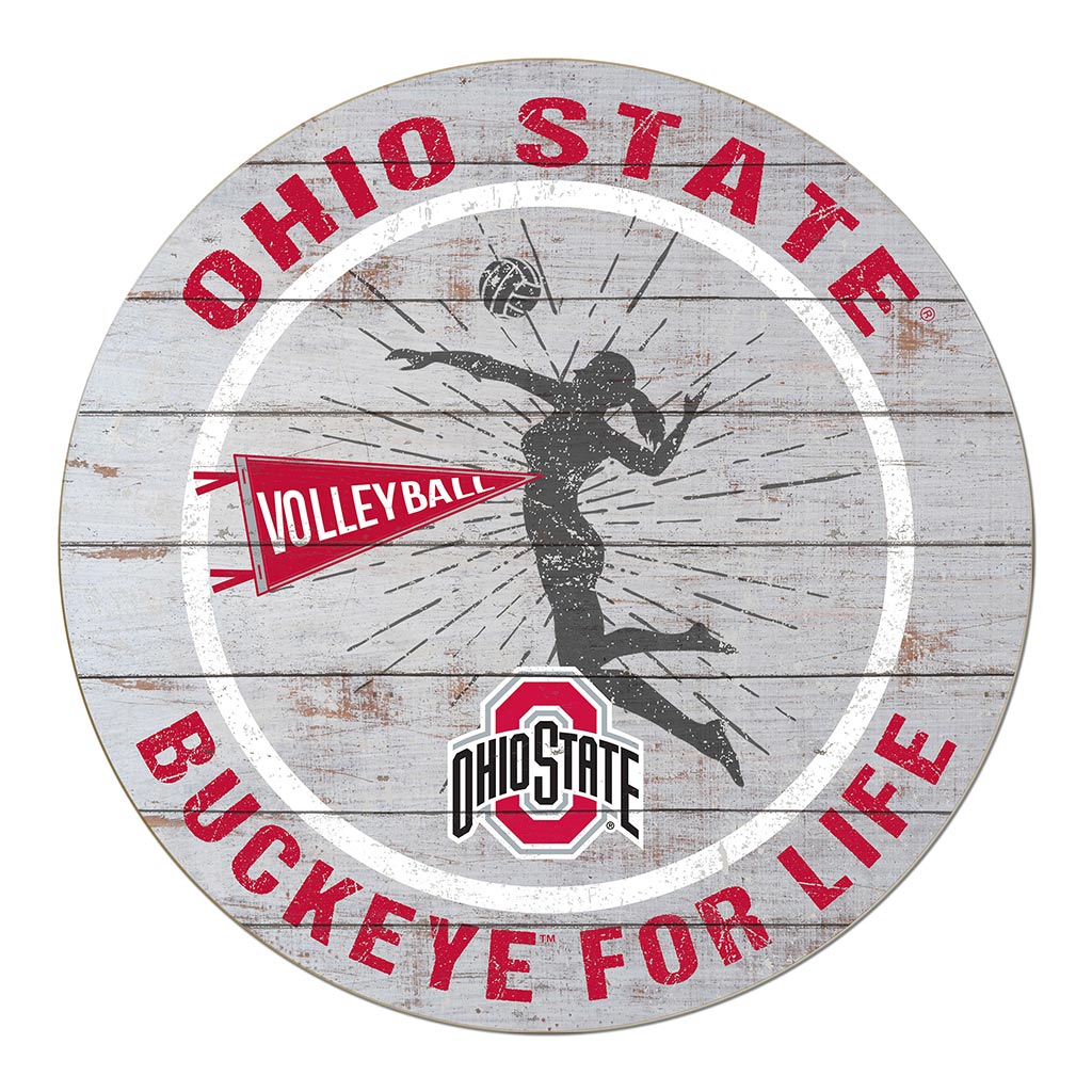 20x20 Throwback Weathered Circle Ohio State Buckeyes Volleyball Girls