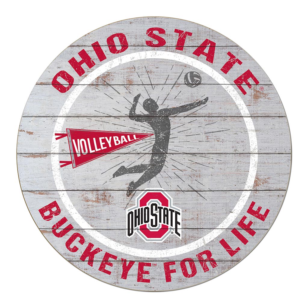 20x20 Throwback Weathered Circle Ohio State Buckeyes Volleyball