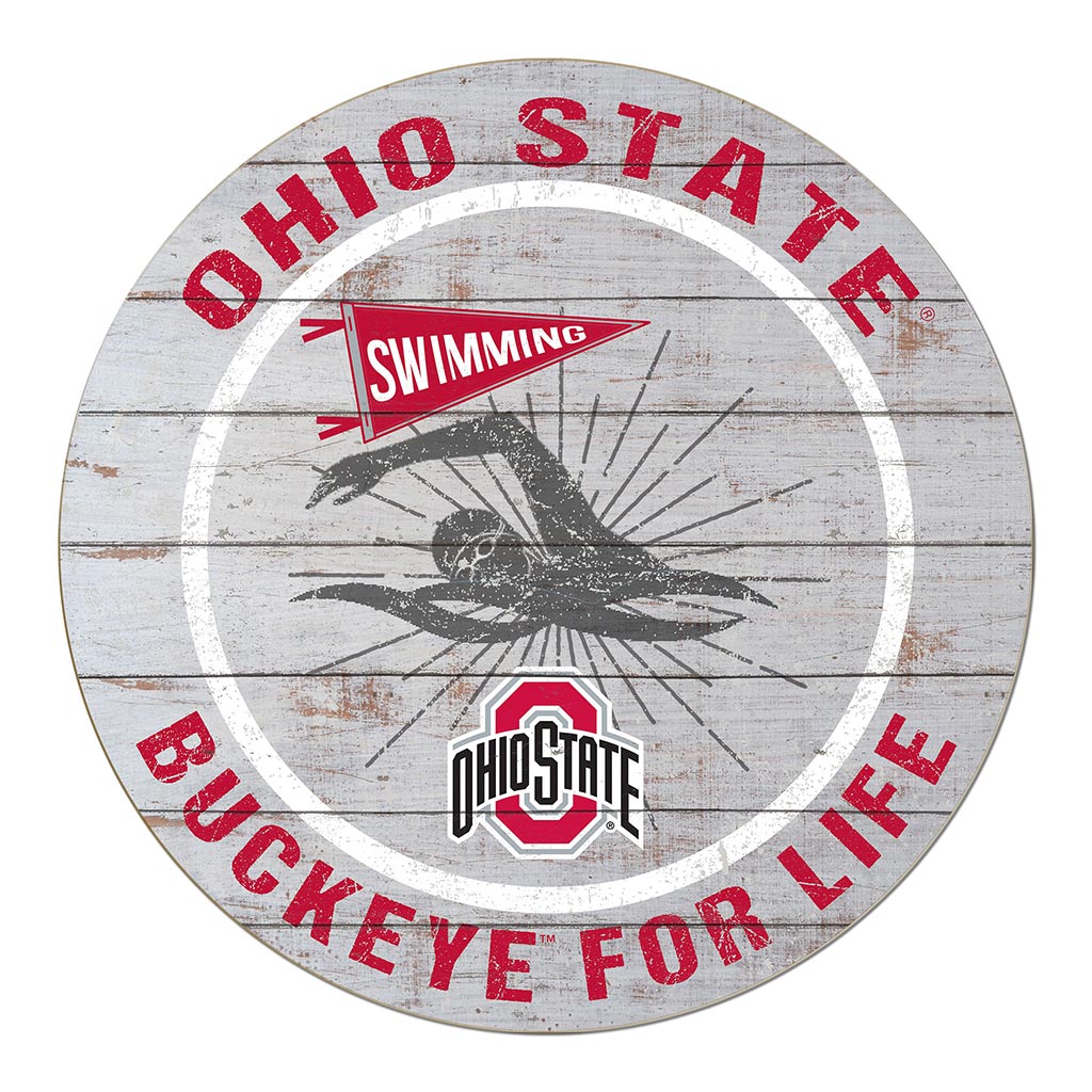 20x20 Throwback Weathered Circle Ohio State Buckeyes Swimming