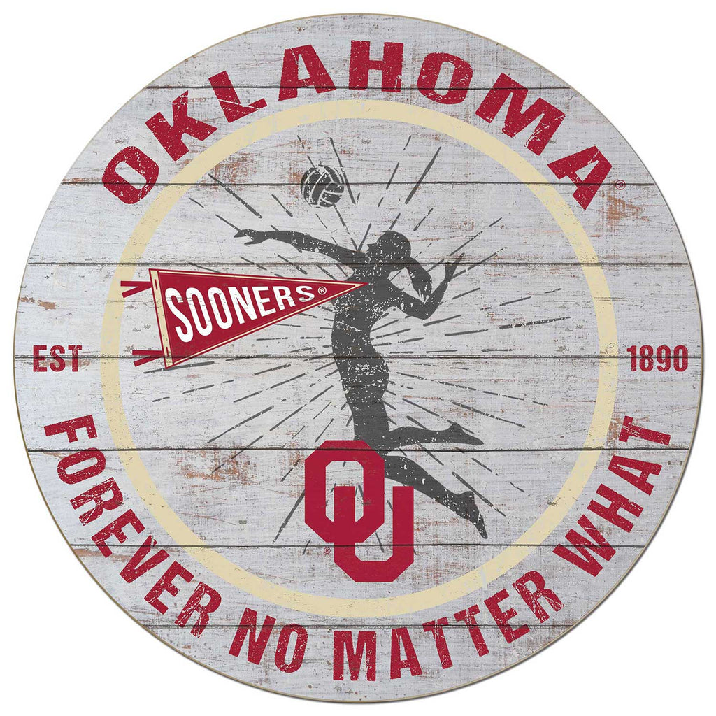 20x20 Throwback Weathered Circle Oklahoma Sooners Volleyball Girls
