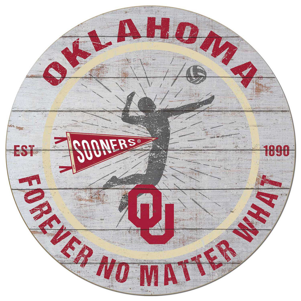 20x20 Throwback Weathered Circle Oklahoma Sooners Volleyball