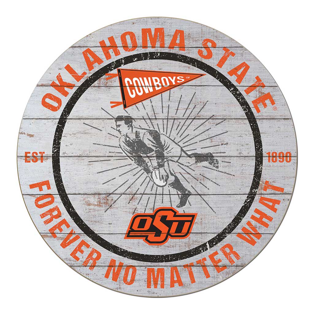 20x20 Throwback Weathered Circle Oklahoma State Cowboys Rugby