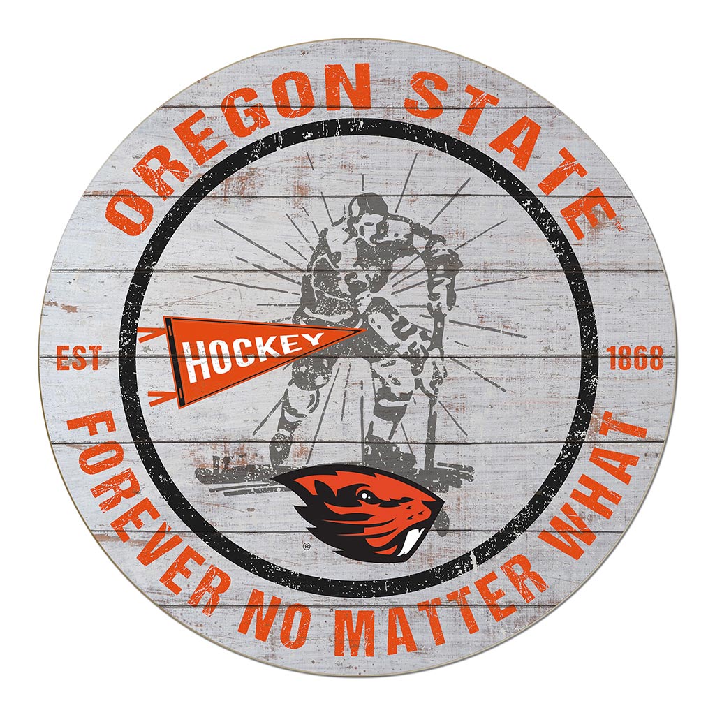 20x20 Throwback Weathered Circle Oregon State Beavers Hockey