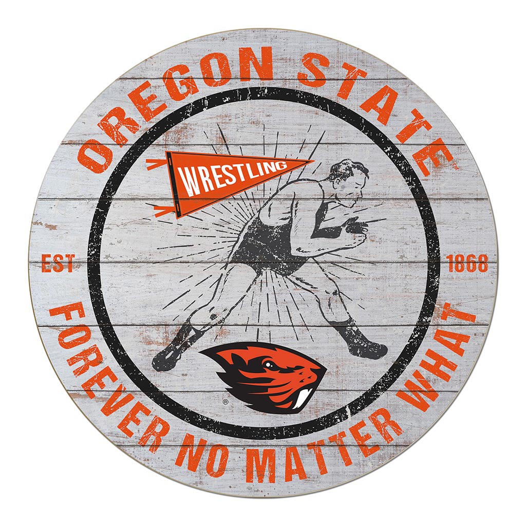20x20 Throwback Weathered Circle Oregon State Beavers Wrestling