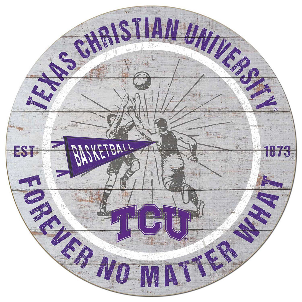 20x20 Throwback Weathered Circle Texas Christian Horned Frogs Basketball