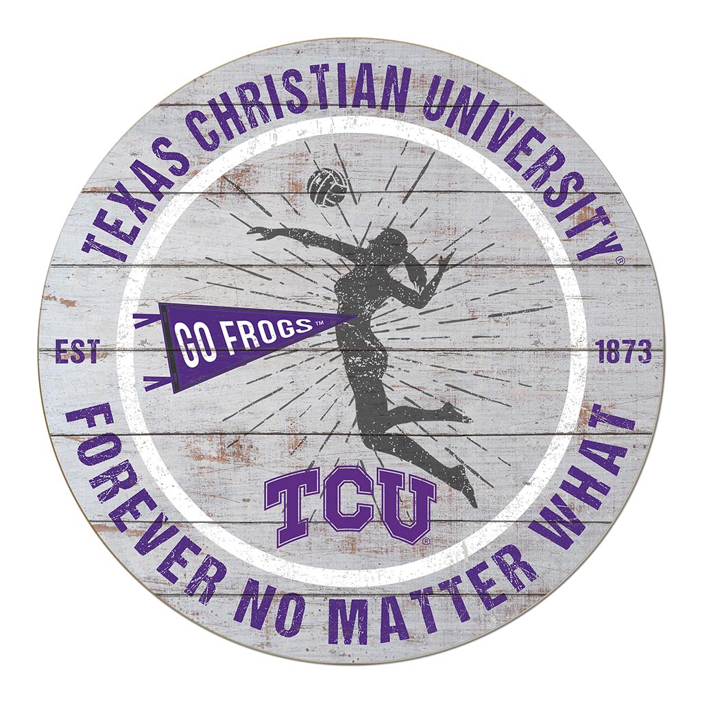 20x20 Throwback Weathered Circle Texas Christian Horned Frogs Volleyball Girls