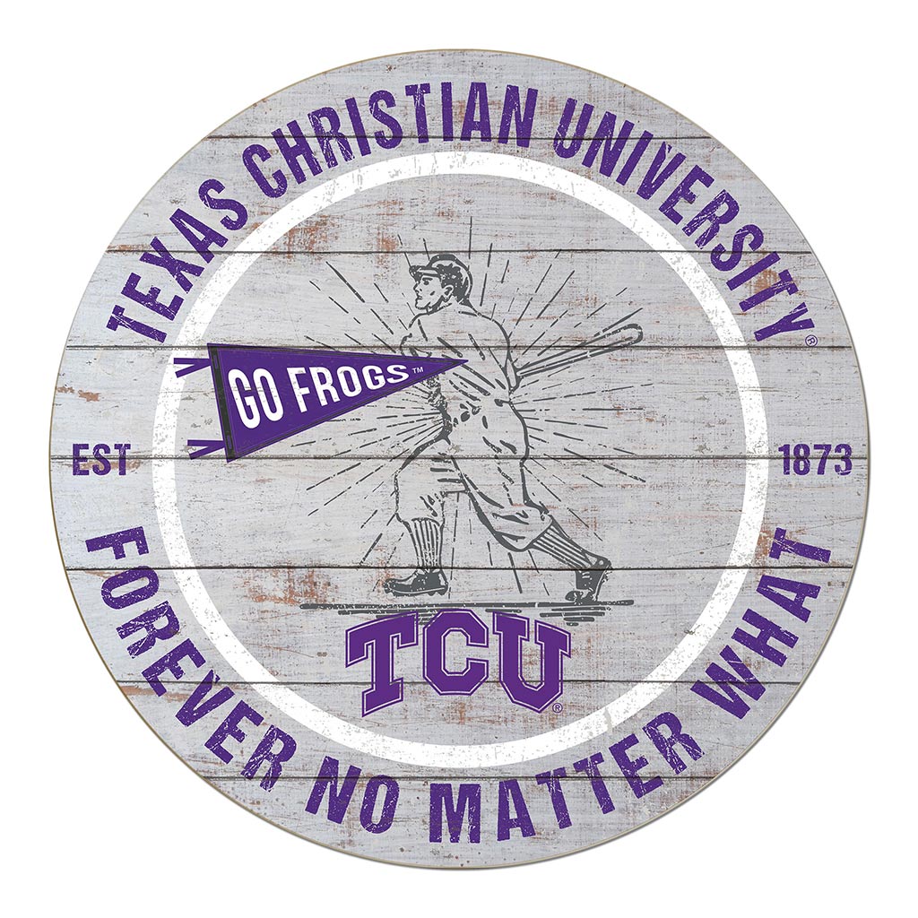 20x20 Throwback Weathered Circle Texas Christian Horned Frogs Baseball