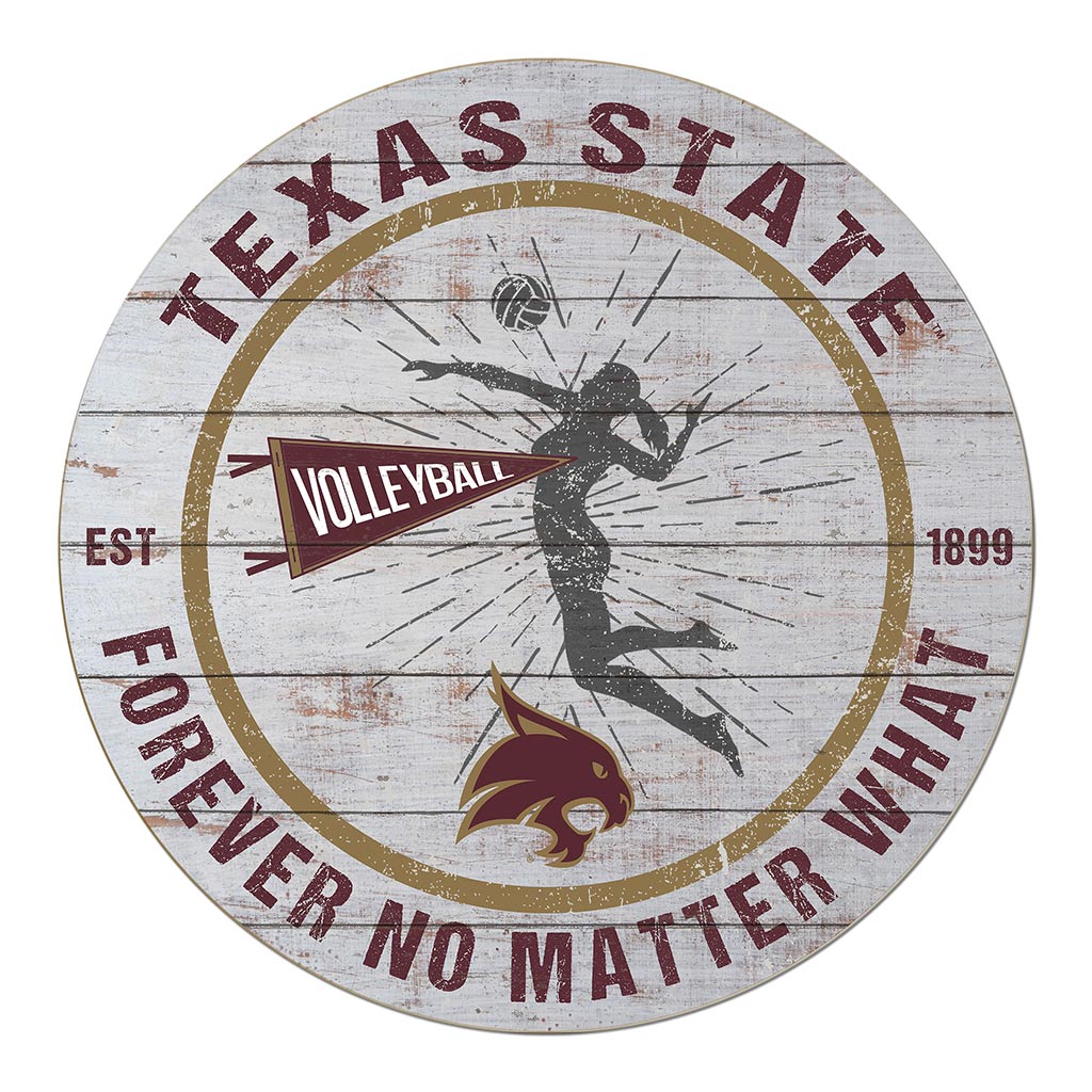 20x20 Throwback Weathered Circle Texas State Bobcats Volleyball Girls