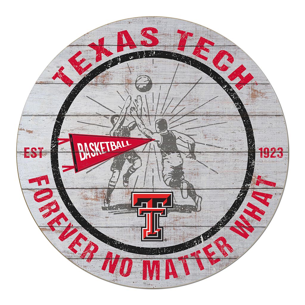 20x20 Throwback Weathered Circle Texas Tech Red Raiders Basketball
