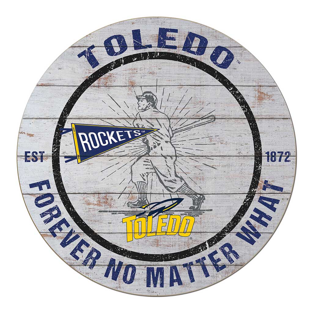 20x20 Throwback Weathered Circle Toledo Rockets Baseball