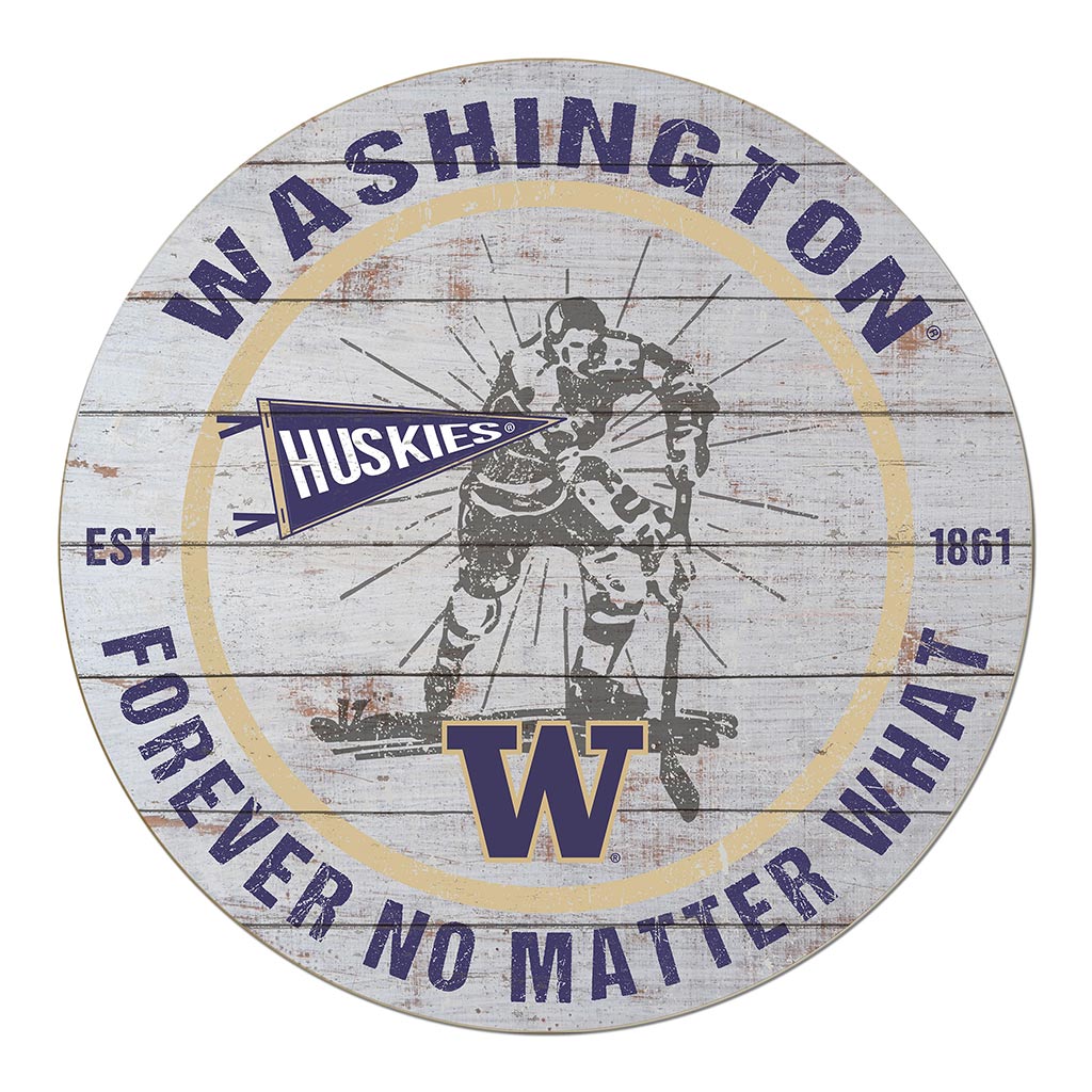 20x20 Throwback Weathered Circle Washington Huskies Hockey