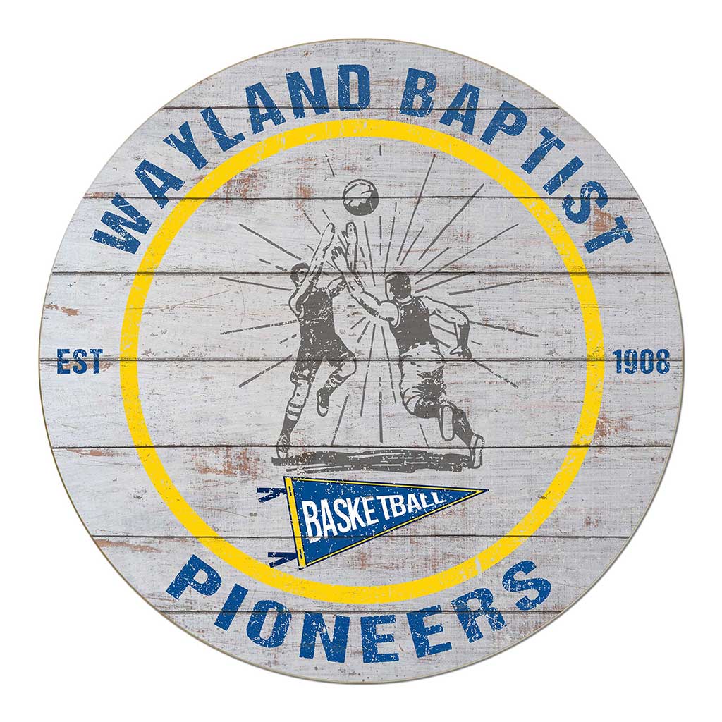 20x20 Throwback Weathered Circle Wayland Baptist Pioneers Basketball