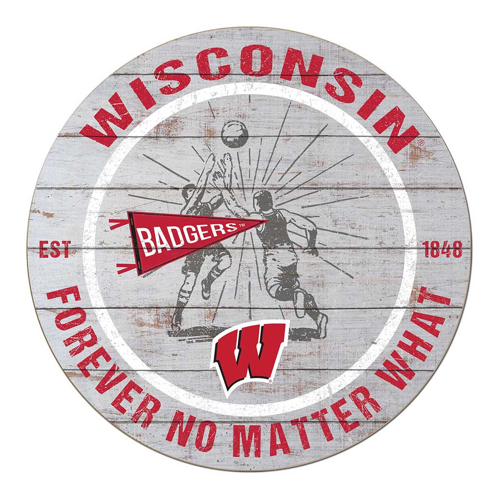 20x20 Throwback Weathered Circle Wisconsin Badgers - Basketball Player