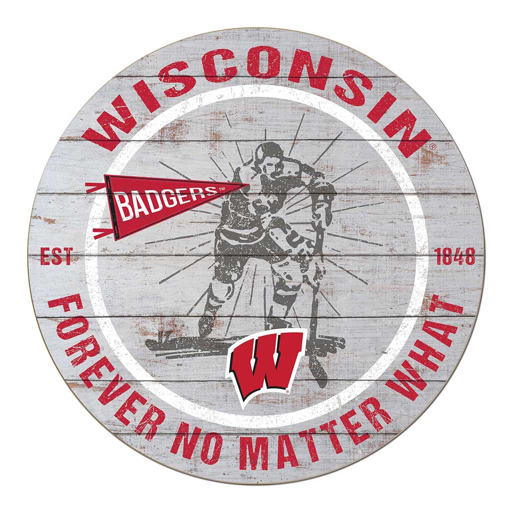 20x20 Throwback Weathered Circle Wisconsin Badgers Hockey