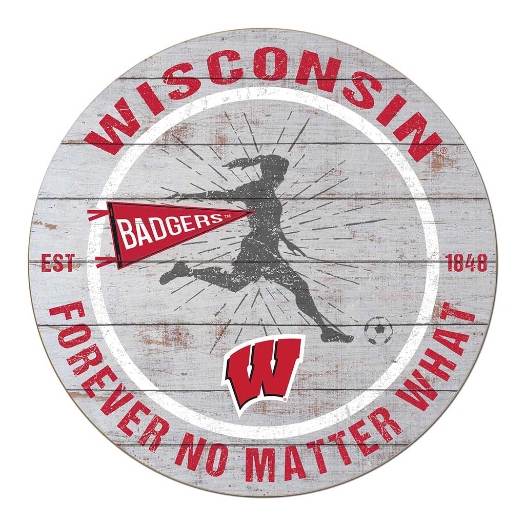 20x20 Throwback Weathered Circle Wisconsin Badgers Soccer Girls