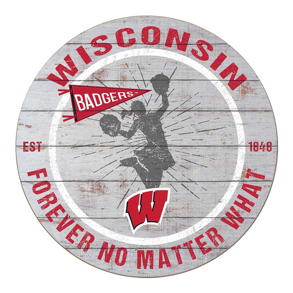 20x20 Throwback Weathered Circle Wisconsin Badgers Cheerleading