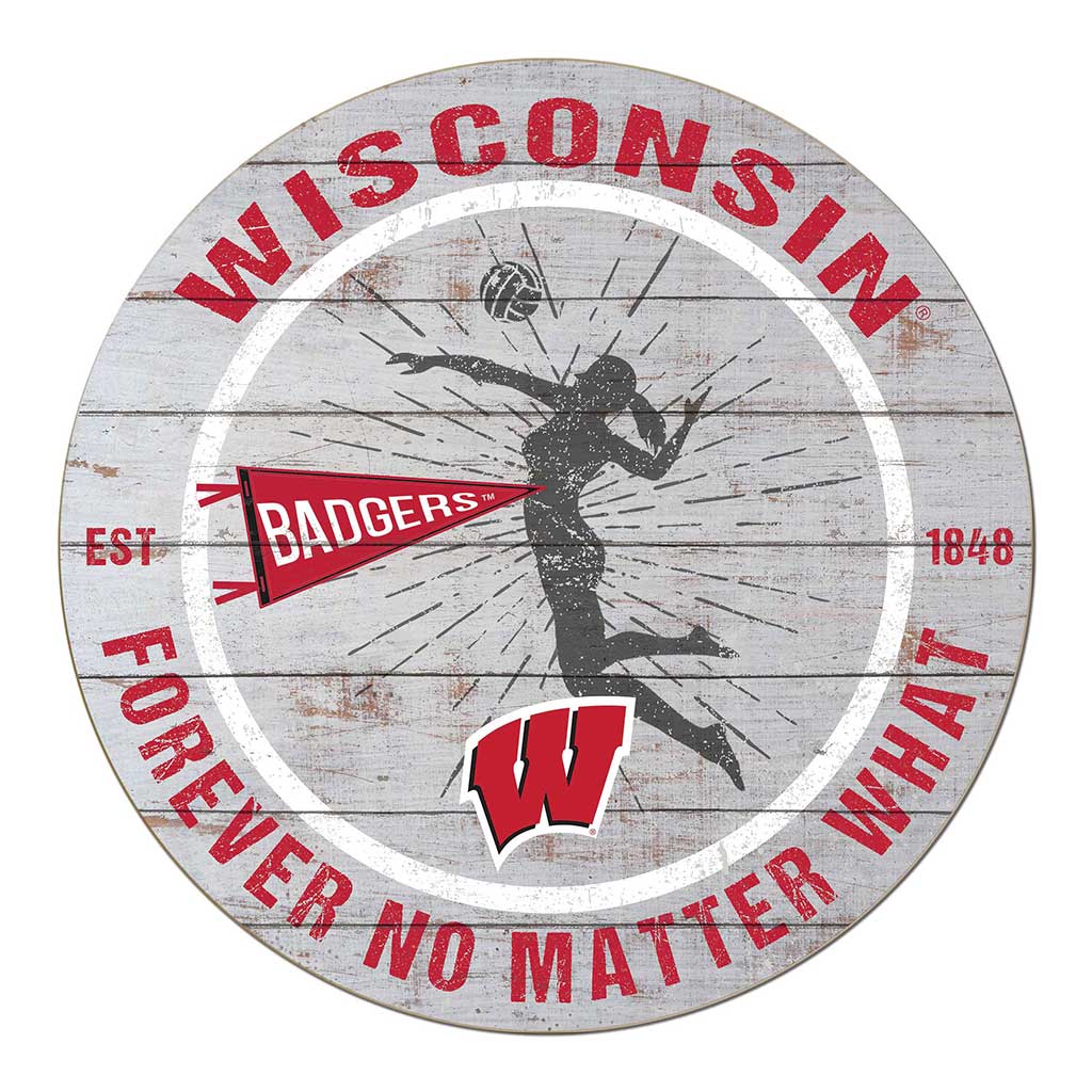 20x20 Throwback Weathered Circle Wisconsin Badgers Volleyball Girls