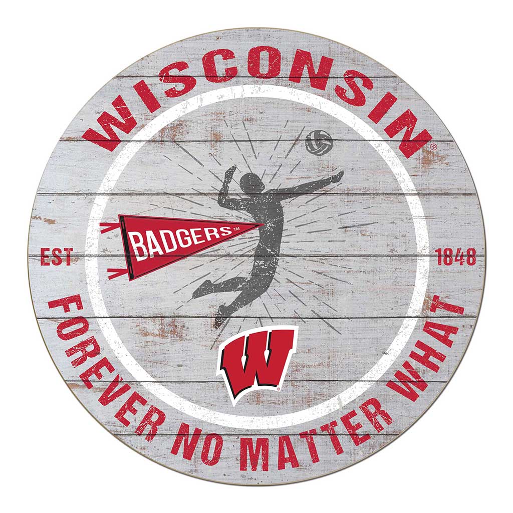 20x20 Throwback Weathered Circle Wisconsin Badgers Volleyball