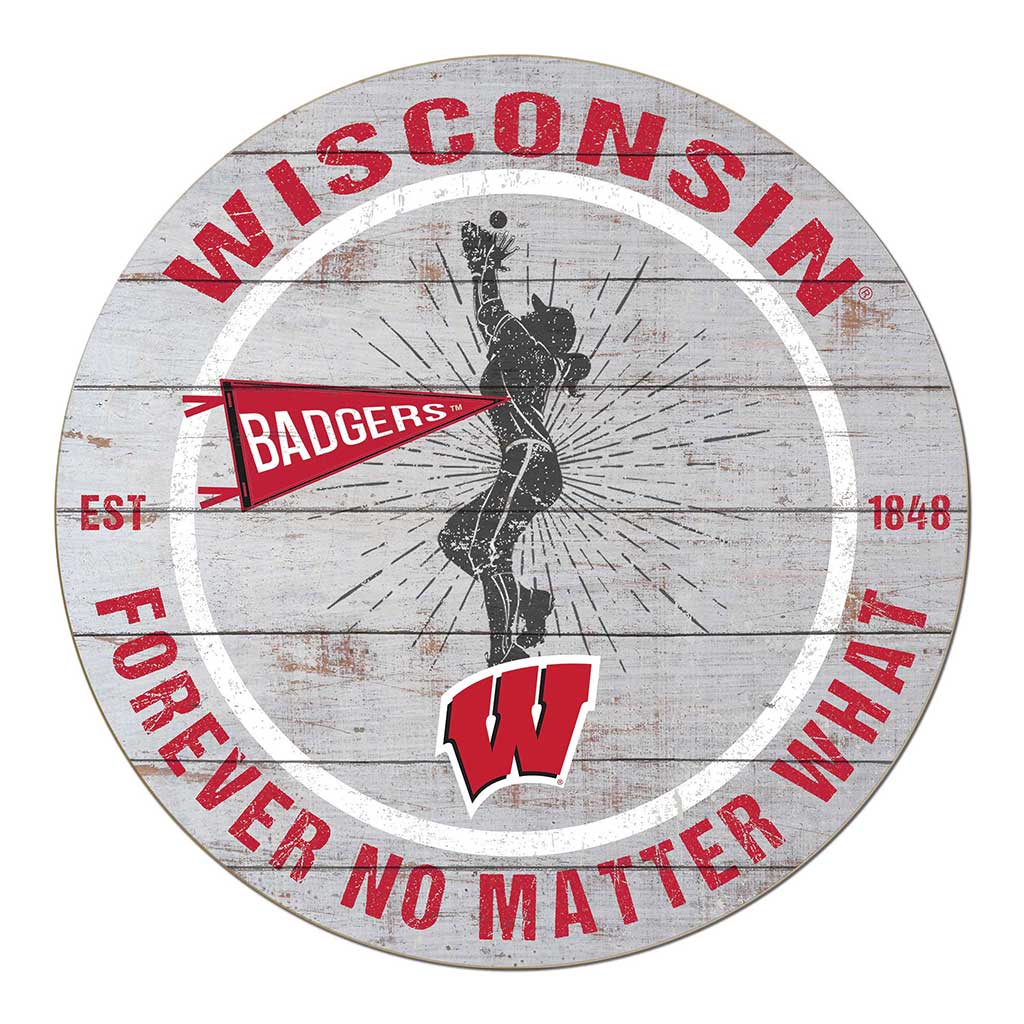 20x20 Throwback Weathered Circle Wisconsin Badgers Softball