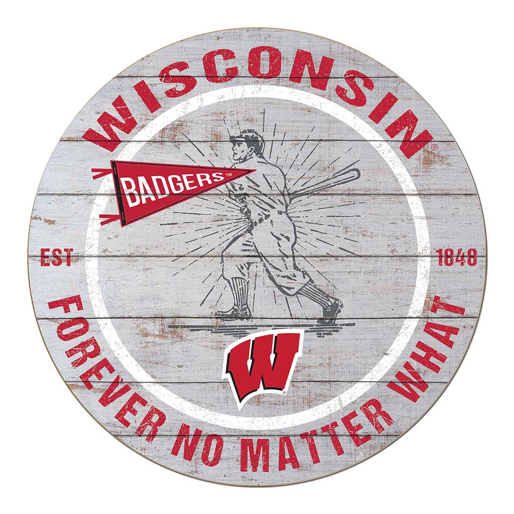 20x20 Throwback Weathered Circle Wisconsin Badgers Baseball