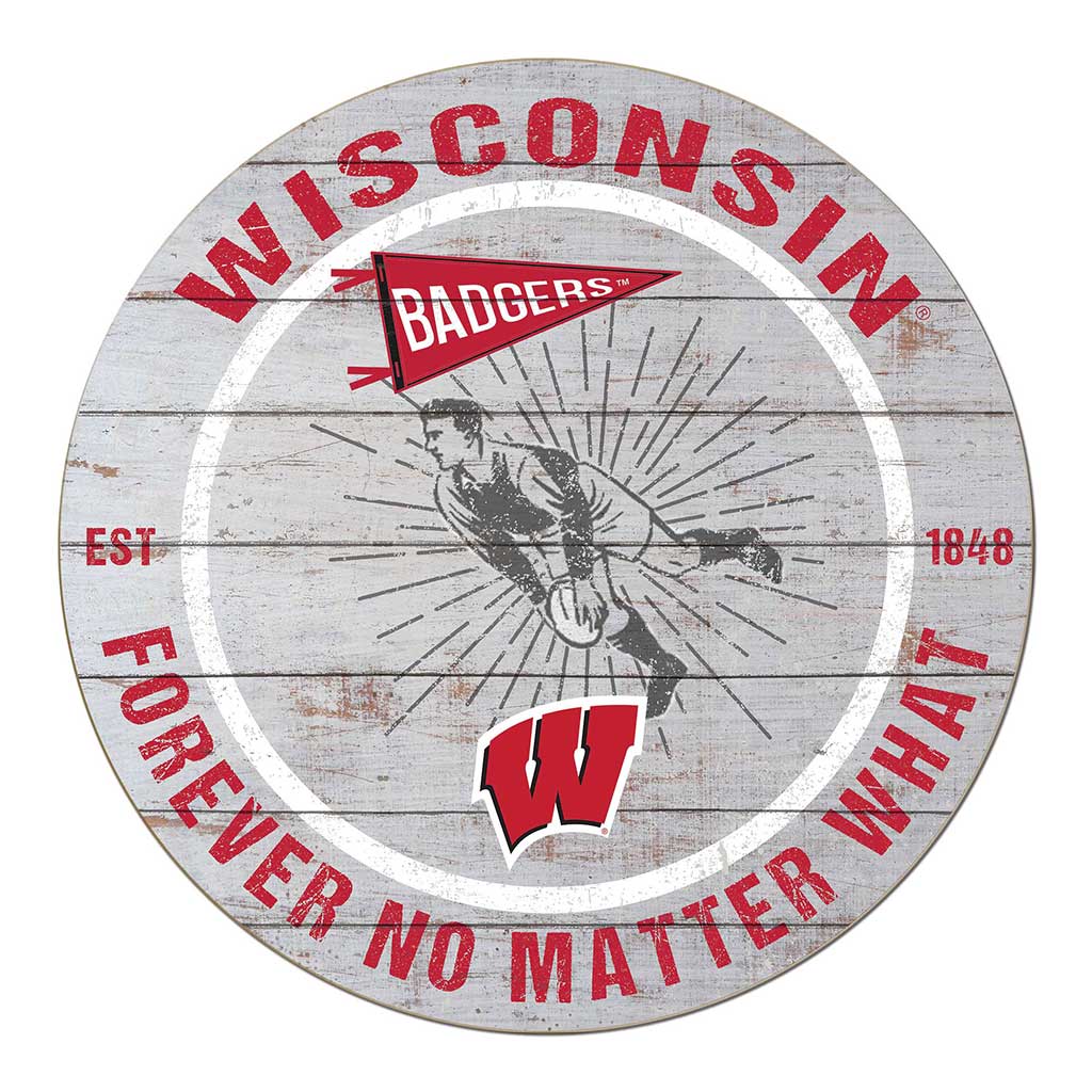 20x20 Throwback Weathered Circle Wisconsin Badgers Rugby
