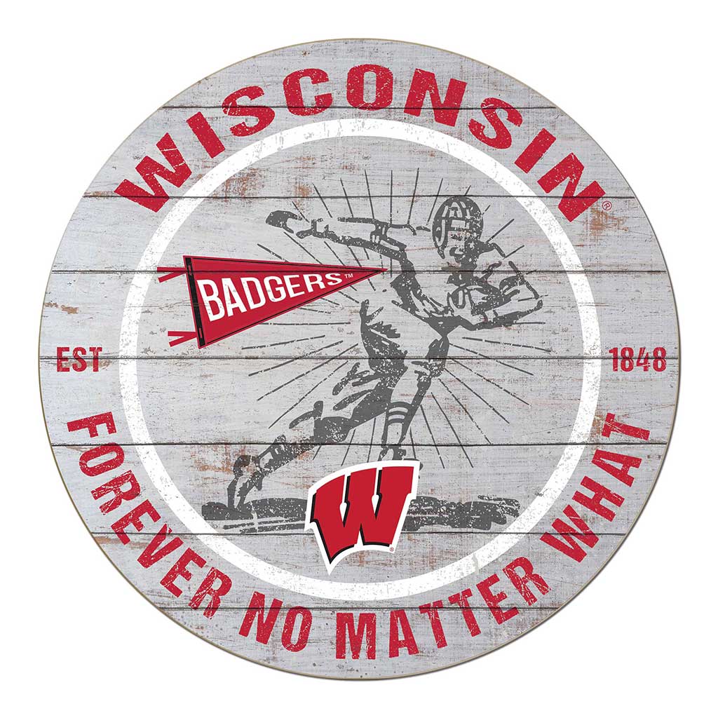 20x20 Throwback Weathered Circle Wisconsin Badgers