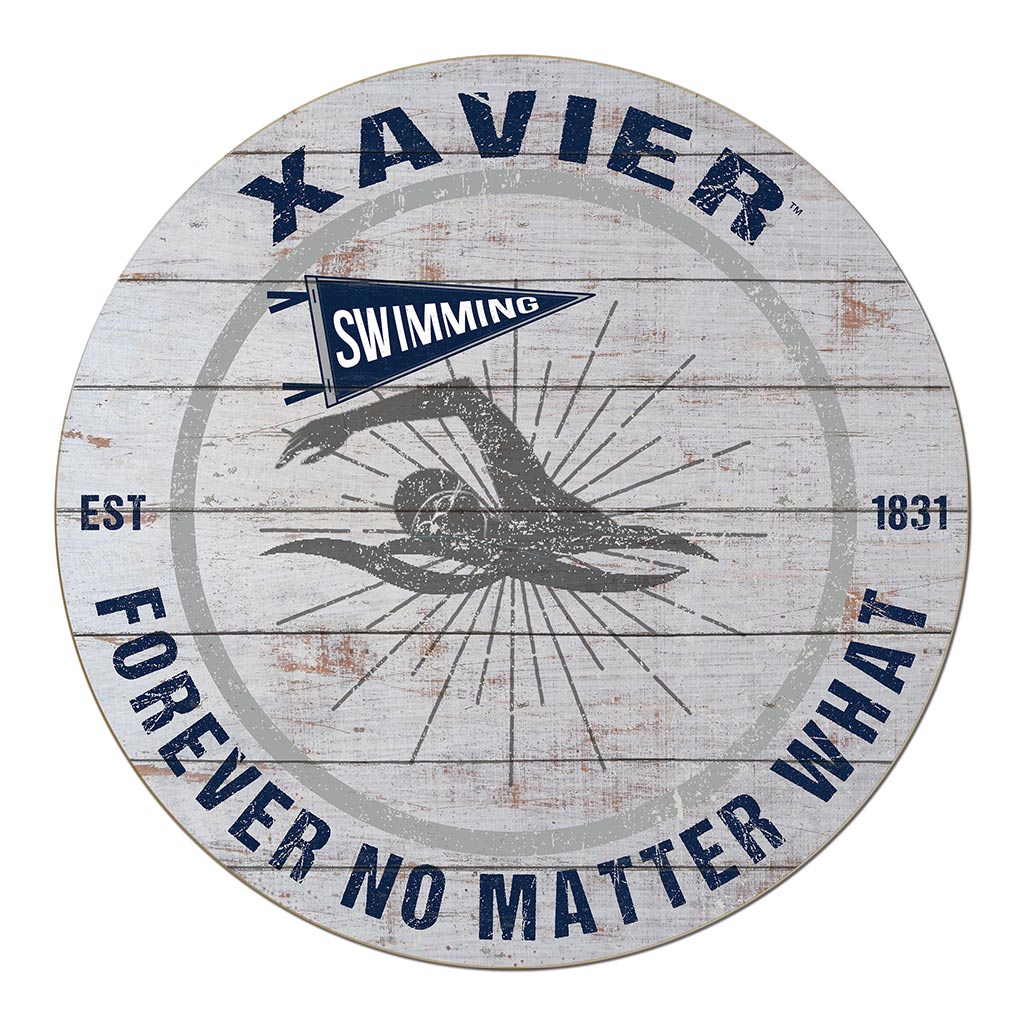 20x20 Throwback Weathered Circle Xavier Ohio Musketeers Swimming