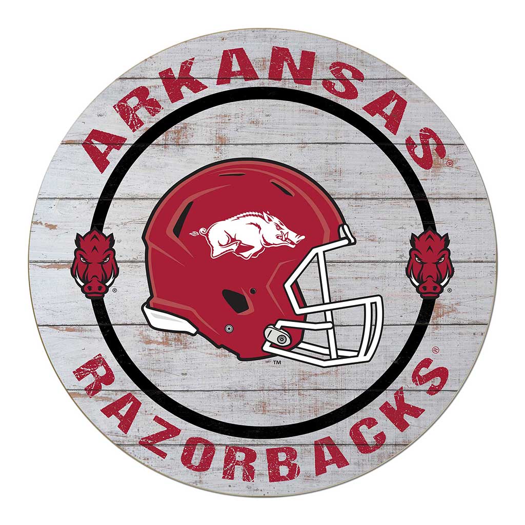 20x20 Weathered Helmet Sign Arkansas Razorbacks