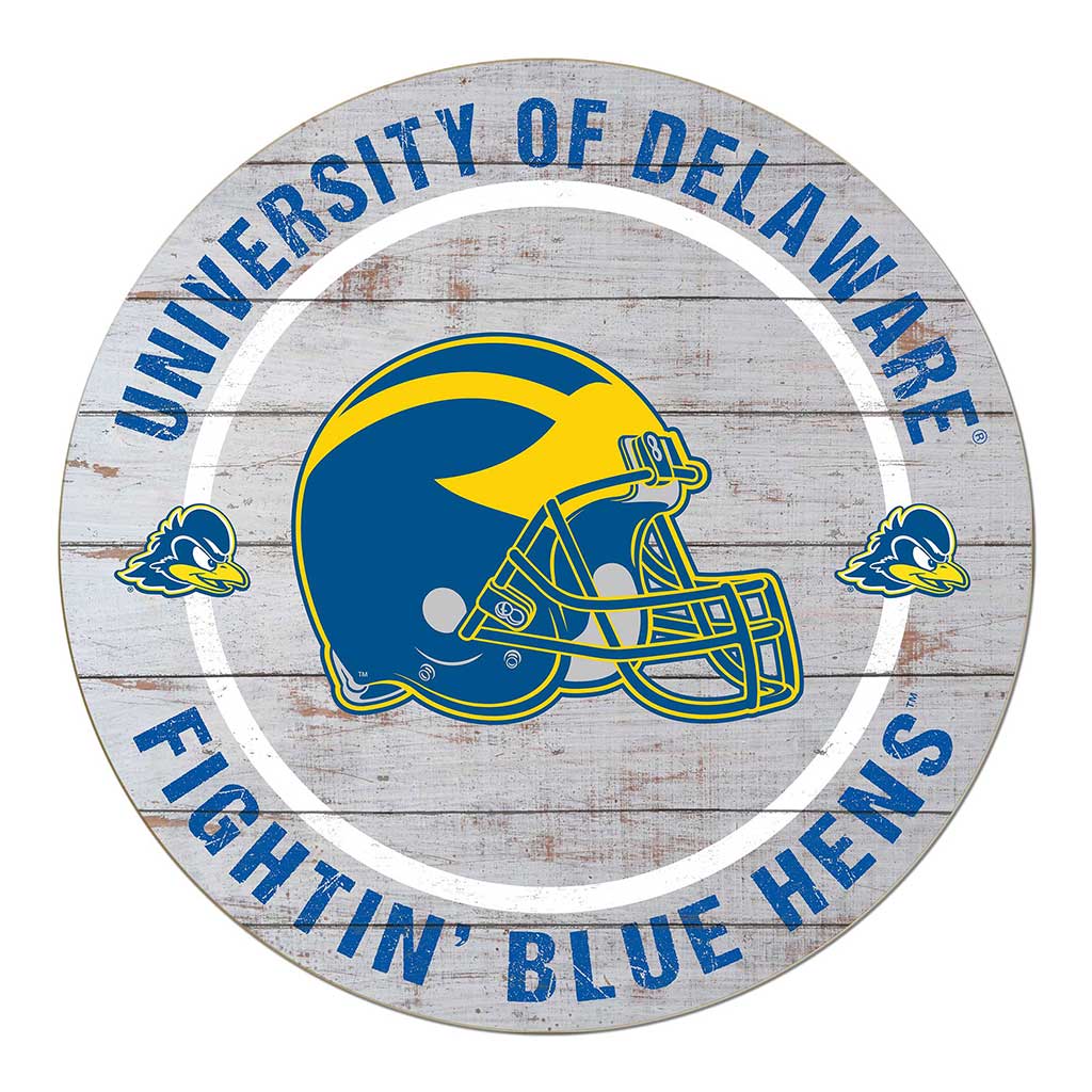 20x20 Weathered Helmet Sign Delaware Fightin Blue Hens